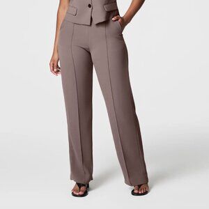 SPANX® Carefree Crepe Wide Leg Trouser in Brown "Smoke", size XL